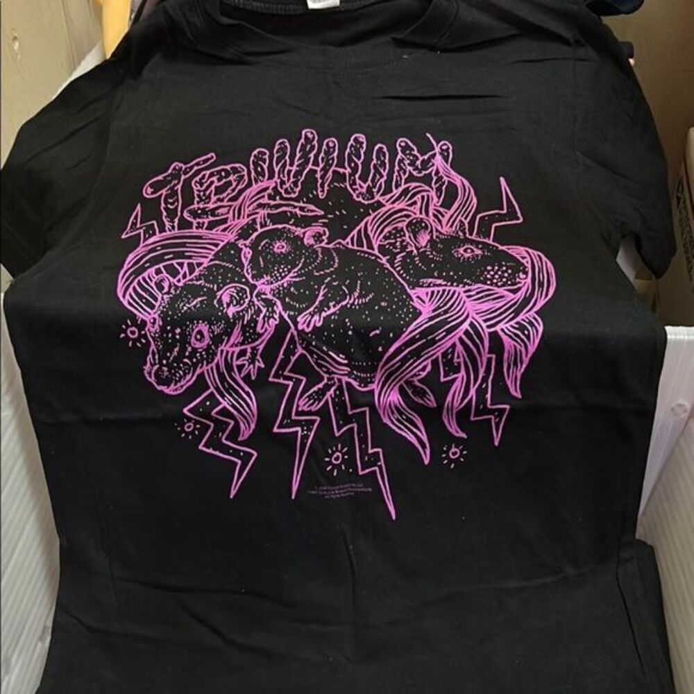 Black Graphic Tee with Pink Design